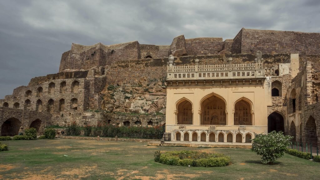 Visitors exploring the magnificent Golconda Fort in Historic Hyderabad