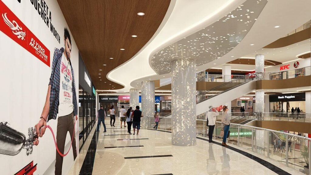 Luxury retail stores inside a Hyderabad shopping mall